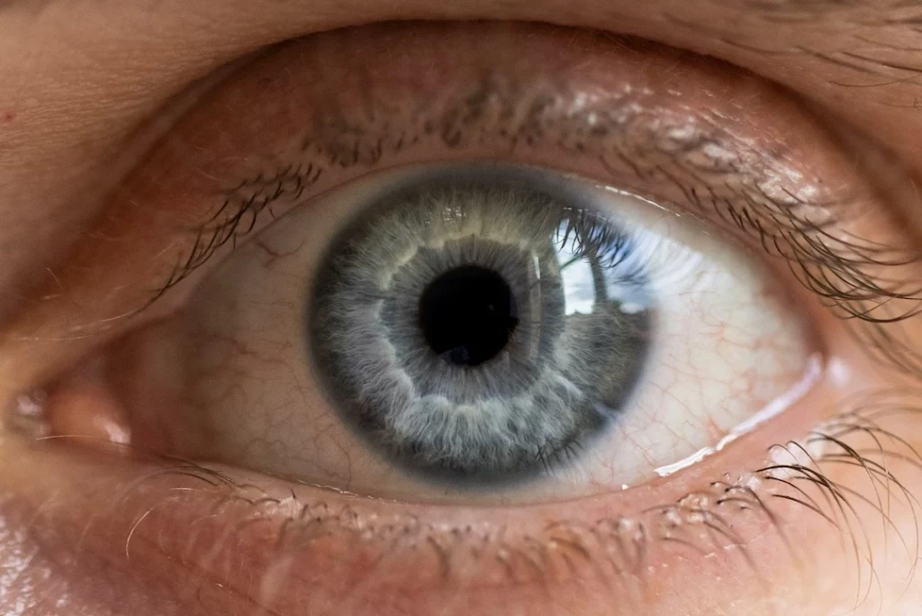 Macro close-up of a human eye and iris